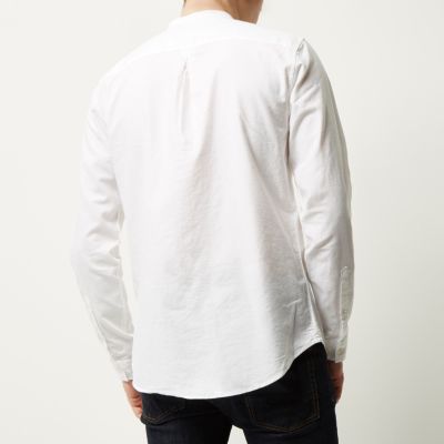 White casual Oxford grandad shirt